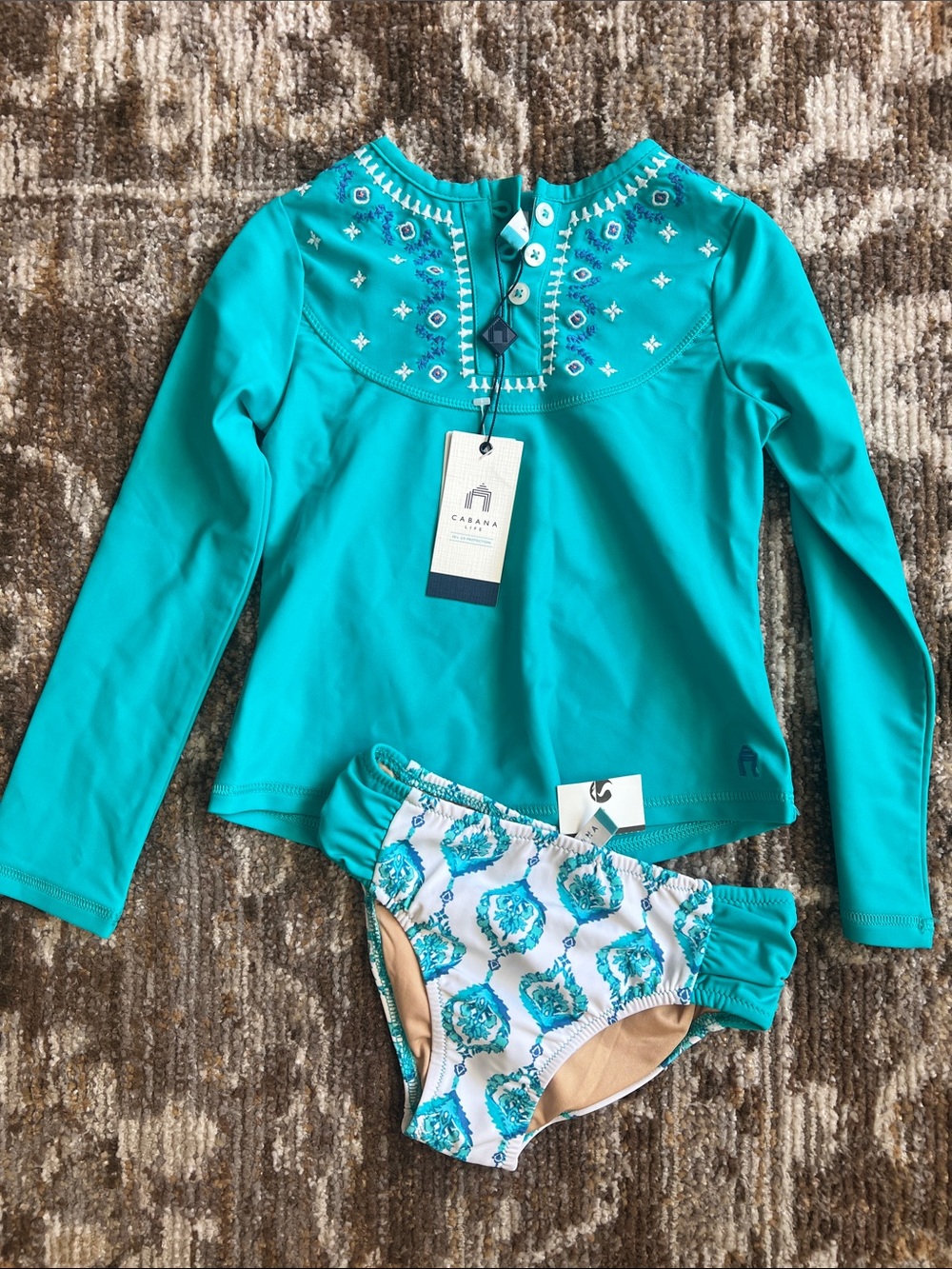 NWT Cabana Life Toddler Girl Rash Guard Swim Set